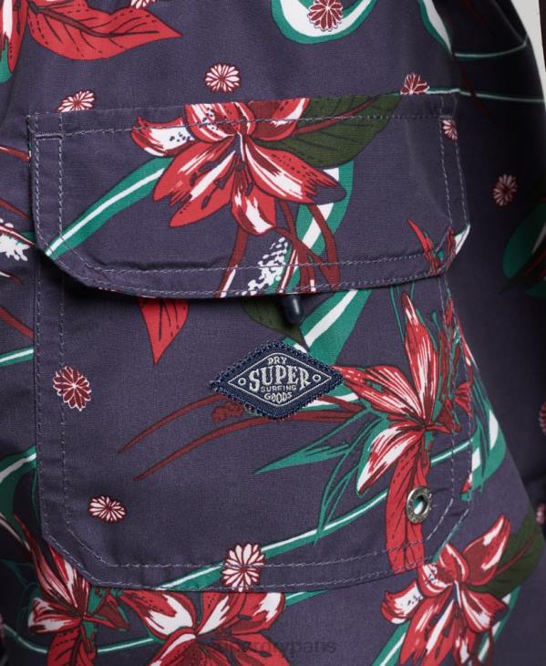 Superdry Hommes short de bain recyclé hawaïen vintage D64Z410 vêtements marine
