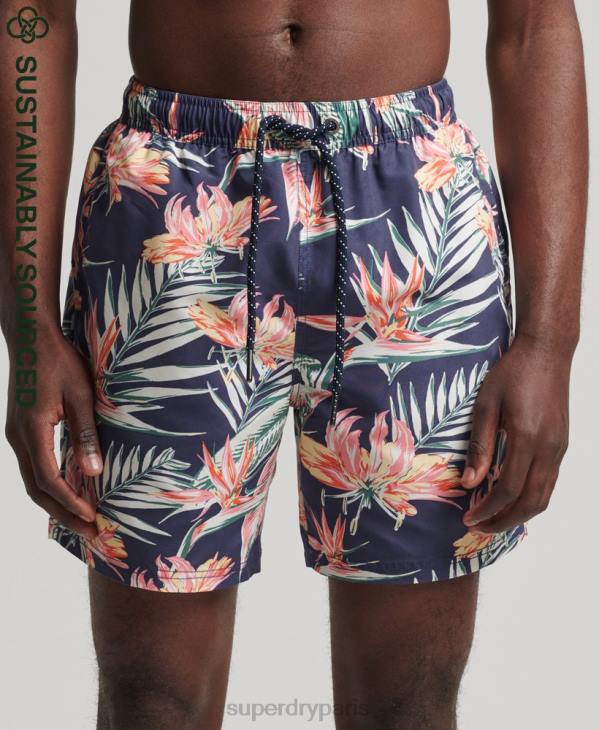 Superdry Hommes short de bain recyclé hawaïen vintage D64Z411 vêtements marine
