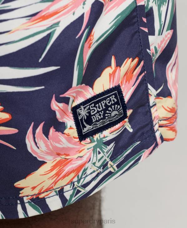Superdry Hommes short de bain recyclé hawaïen vintage D64Z411 vêtements marine