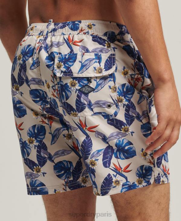 Superdry Hommes short de bain recyclé hawaïen vintage D64Z414 vêtements blanc