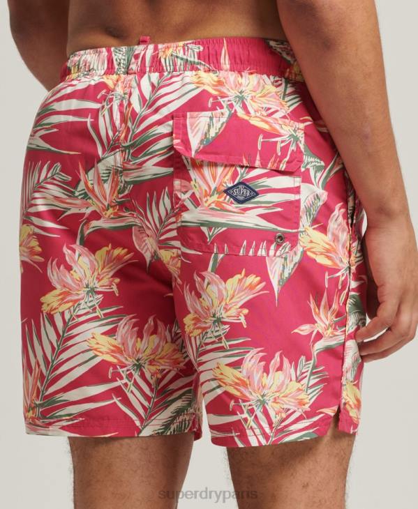 Superdry Hommes short de bain recyclé hawaïen vintage D64Z421 vêtements rose