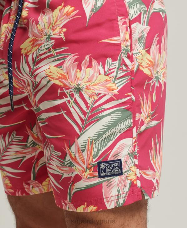 Superdry Hommes short de bain recyclé hawaïen vintage D64Z421 vêtements rose