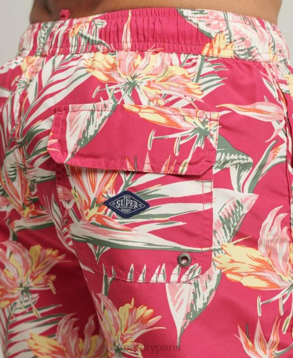 Superdry Hommes short de bain recyclé hawaïen vintage D64Z421 vêtements rose