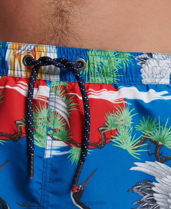 Superdry Hommes short de bain recyclé hawaïen vintage D64Z425 vêtements bleu