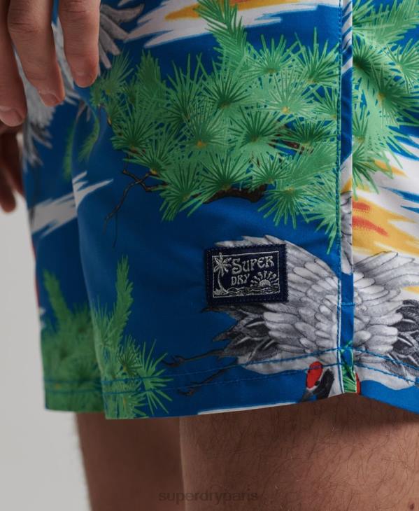Superdry Hommes short de bain recyclé hawaïen vintage D64Z425 vêtements bleu