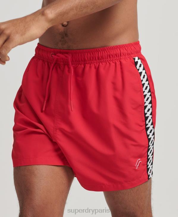 Superdry Hommes short de bain recyclé tape 15 pouces D64Z451 vêtements rouge