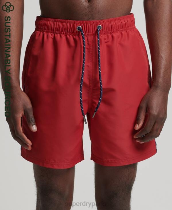 Superdry Hommes short de bain recyclé universitaire vintage D64Z413 vêtements rouge