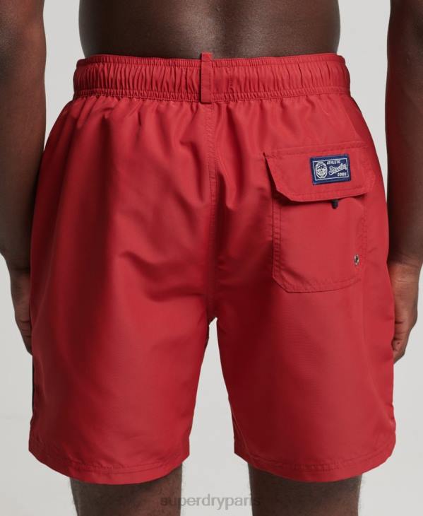 Superdry Hommes short de bain recyclé universitaire vintage D64Z413 vêtements rouge