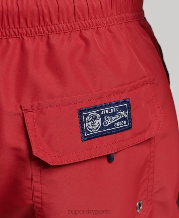Superdry Hommes short de bain recyclé universitaire vintage D64Z413 vêtements rouge