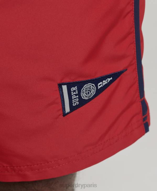 Superdry Hommes short de bain recyclé universitaire vintage D64Z413 vêtements rouge