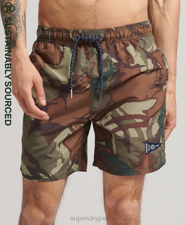 Superdry Hommes short de bain recyclé universitaire vintage D64Z437 vêtements vert