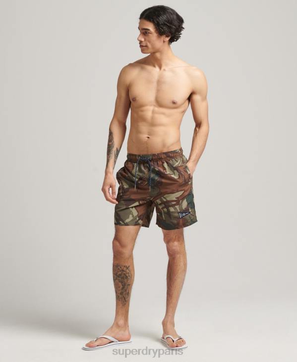Superdry Hommes short de bain recyclé universitaire vintage D64Z437 vêtements vert