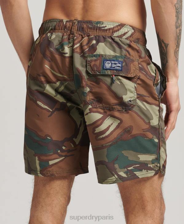 Superdry Hommes short de bain recyclé universitaire vintage D64Z437 vêtements vert