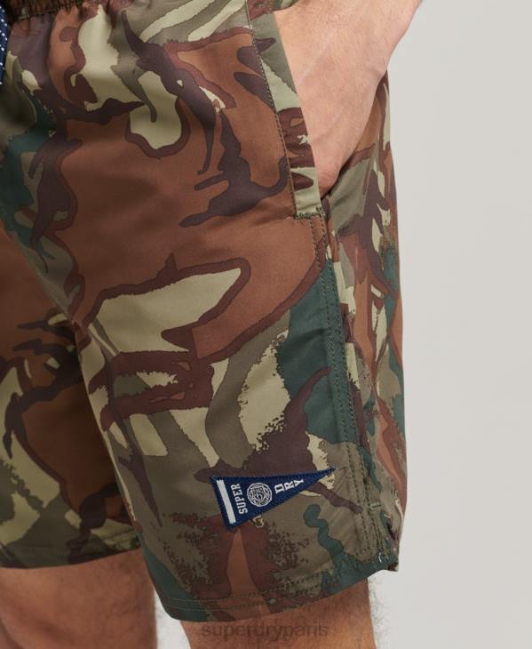 Superdry Hommes short de bain recyclé universitaire vintage D64Z437 vêtements vert