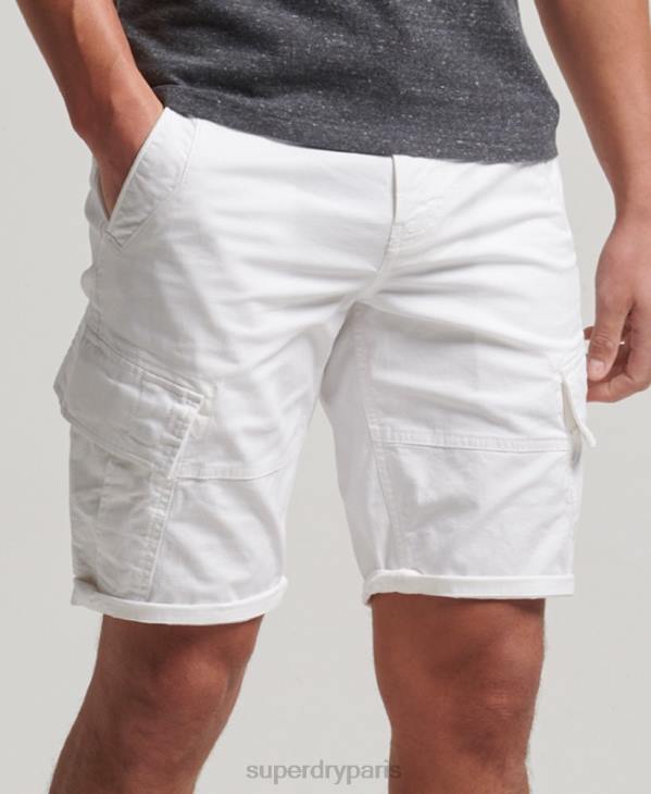 Superdry Hommes short cargo en coton biologique D64Z279 vêtements blanc