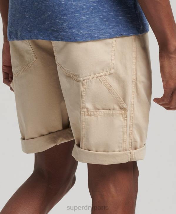 Superdry Hommes short charpentier vintage en coton bio D64Z331 vêtements crème