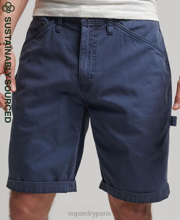 Superdry Hommes short charpentier vintage en coton bio D64Z358 vêtements marine