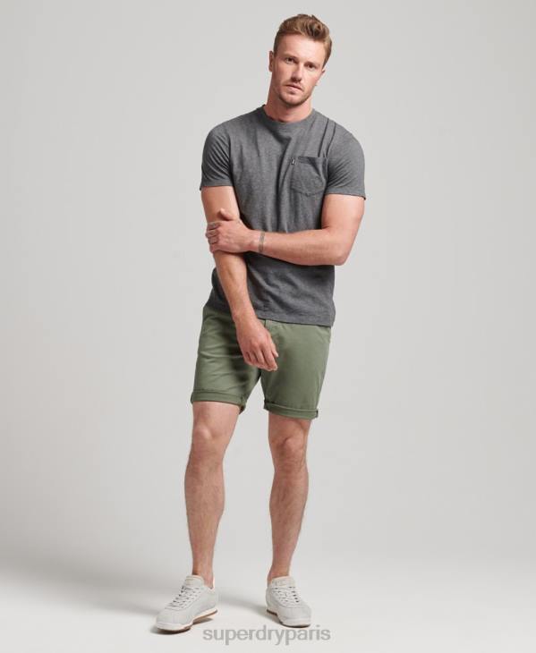 Superdry Hommes short chino en coton bio studios core D64Z282 vêtements vert