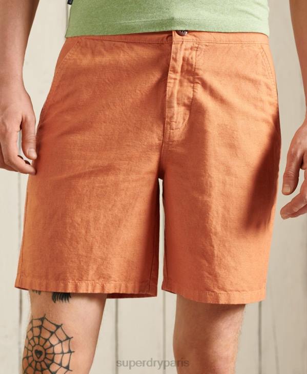 Superdry Hommes short de plage cali en lin D64Z344 vêtements orange