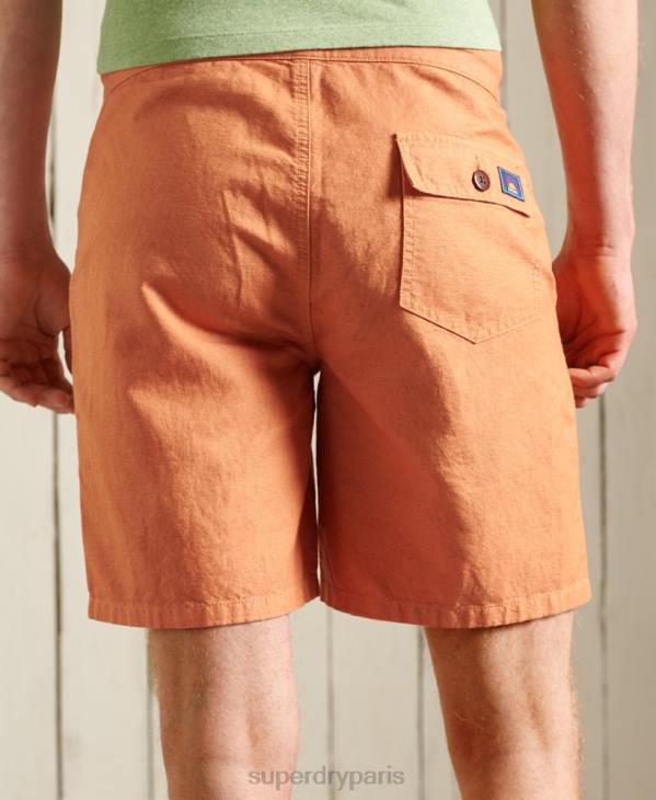 Superdry Hommes short de plage cali en lin D64Z344 vêtements orange