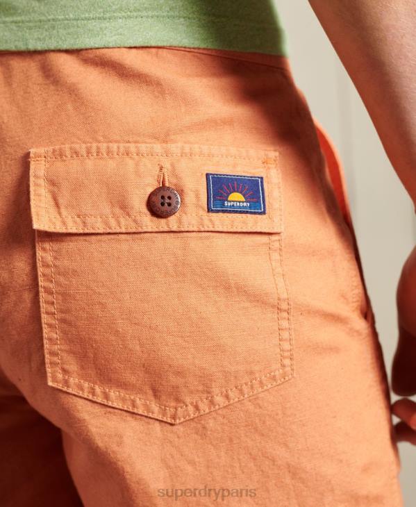 Superdry Hommes short de plage cali en lin D64Z344 vêtements orange