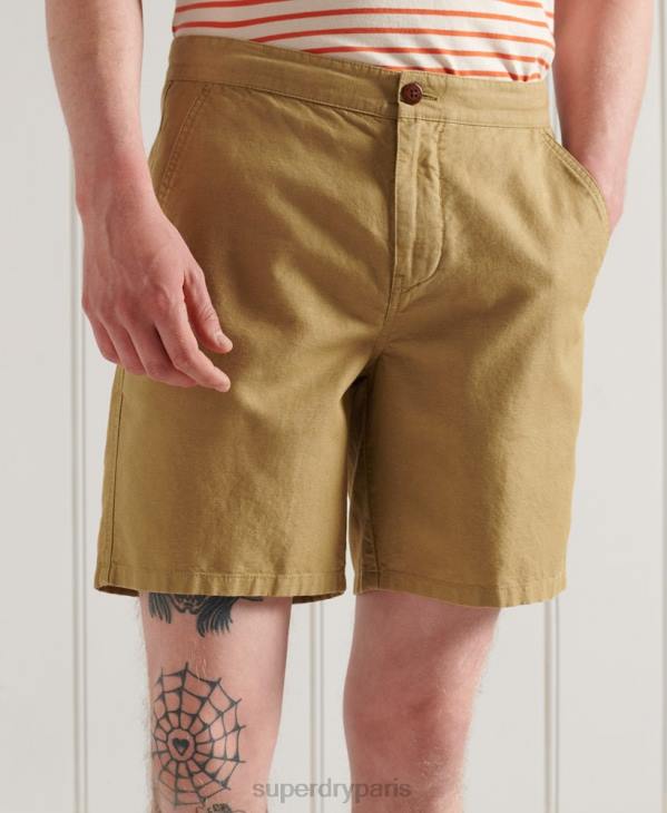 Superdry Hommes short de plage cali en lin D64Z355 vêtements beige