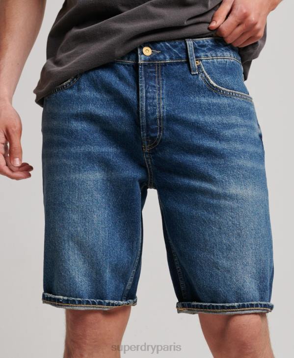 Superdry Hommes short droit D64Z110 vêtements bleu foncé