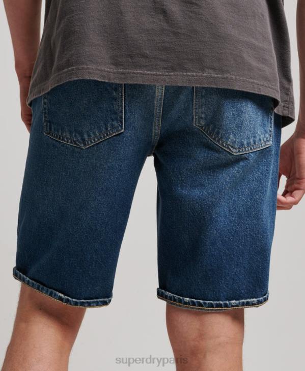 Superdry Hommes short droit D64Z110 vêtements bleu foncé