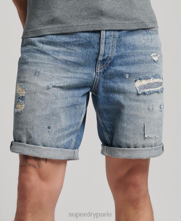 Superdry Hommes short droit vintage D64Z277 vêtements bleu