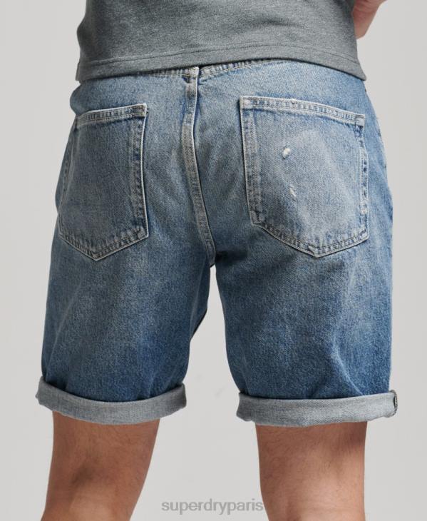 Superdry Hommes short droit vintage D64Z277 vêtements bleu