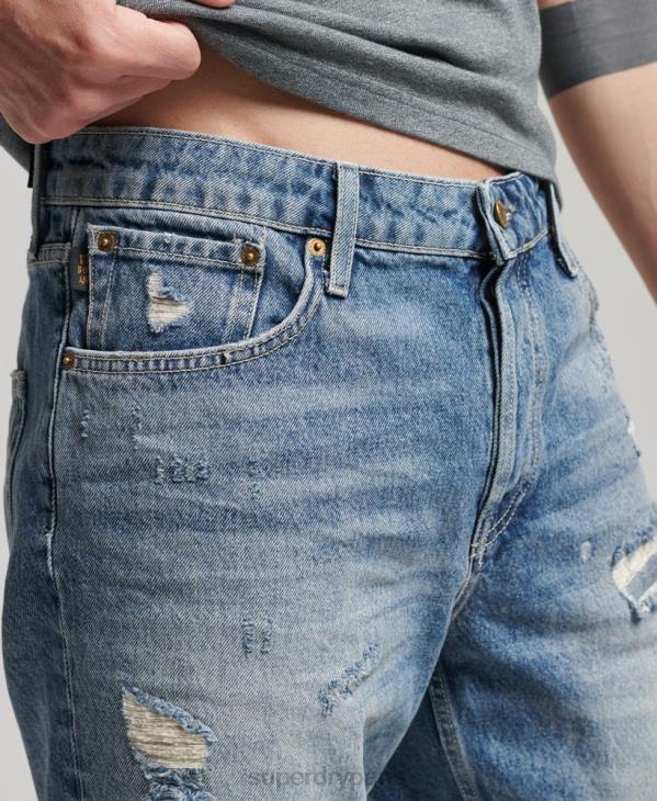 Superdry Hommes short droit vintage D64Z277 vêtements bleu