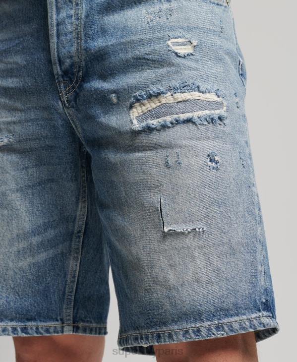 Superdry Hommes short droit vintage D64Z277 vêtements bleu