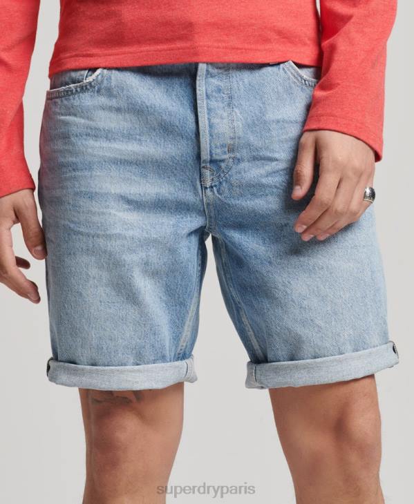 Superdry Hommes short droit vintage en coton bio D64Z266 vêtements bleu
