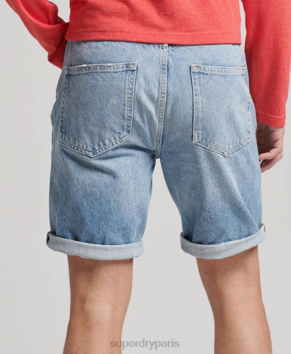 Superdry Hommes short droit vintage en coton bio D64Z266 vêtements bleu