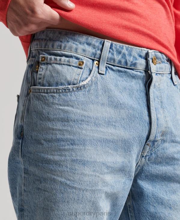 Superdry Hommes short droit vintage en coton bio D64Z266 vêtements bleu