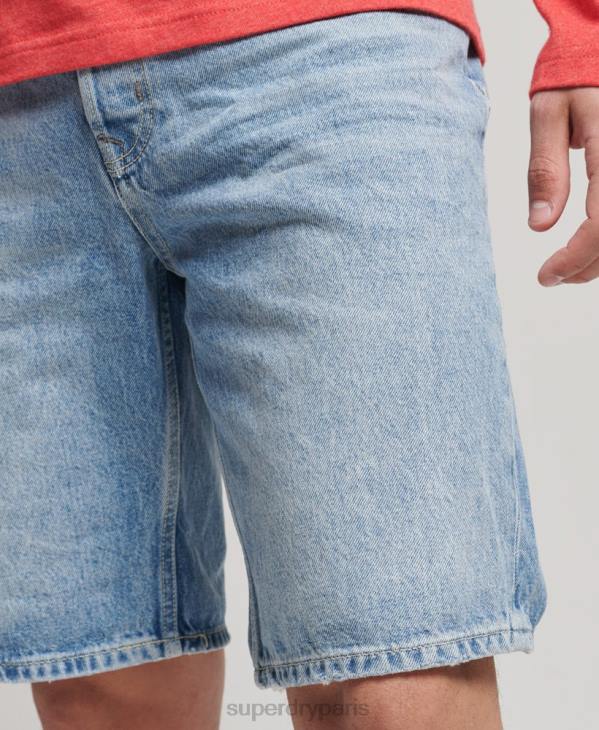 Superdry Hommes short droit vintage en coton bio D64Z266 vêtements bleu