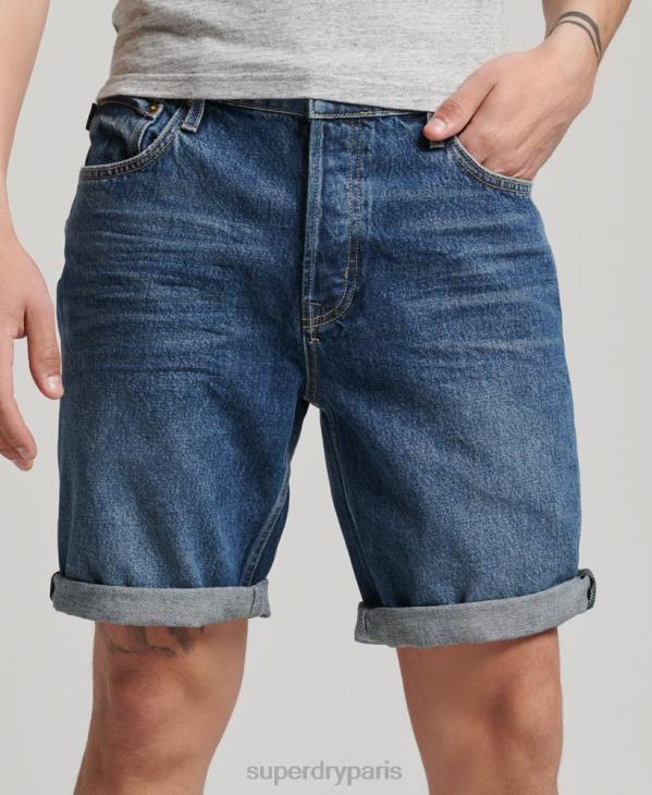Superdry Hommes short droit vintage en coton bio D64Z273 vêtements bleu foncé