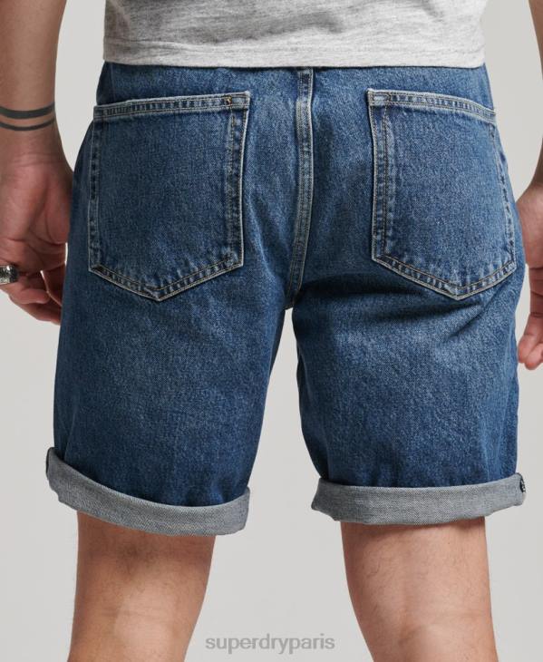 Superdry Hommes short droit vintage en coton bio D64Z273 vêtements bleu foncé