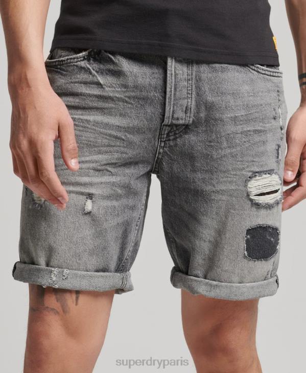 Superdry Hommes short droit vintage en coton bio D64Z278 vêtements gris