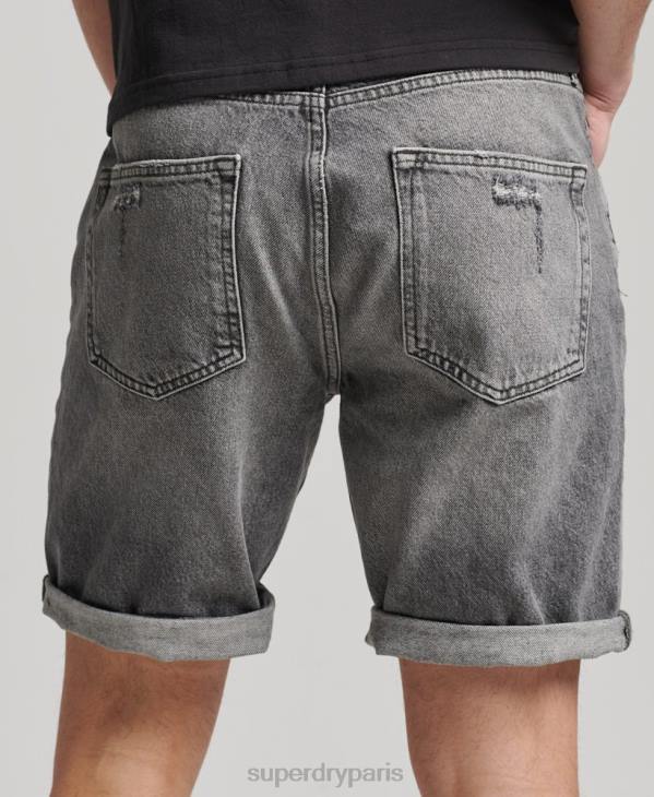 Superdry Hommes short droit vintage en coton bio D64Z278 vêtements gris