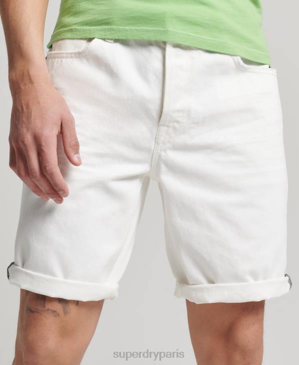 Superdry Hommes short droit vintage en coton bio D64Z300 vêtements blanc
