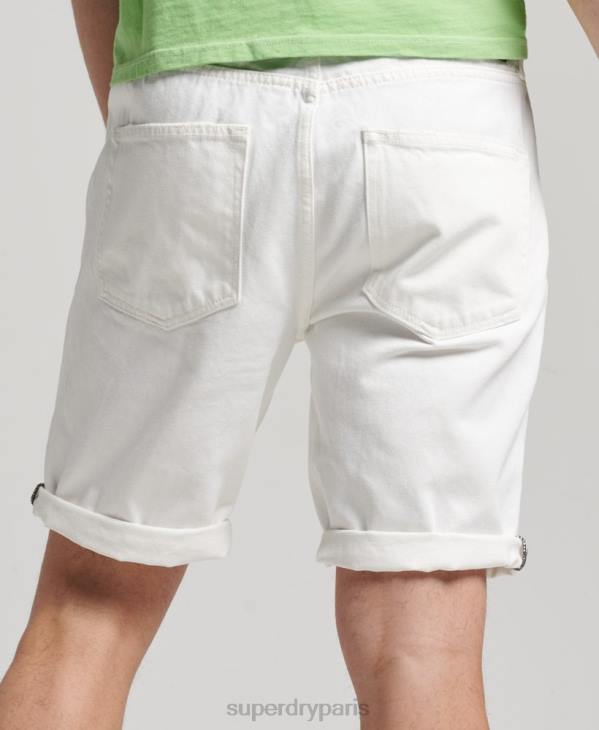Superdry Hommes short droit vintage en coton bio D64Z300 vêtements blanc