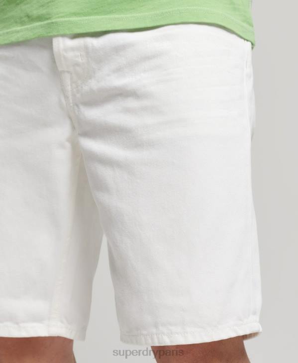 Superdry Hommes short droit vintage en coton bio D64Z300 vêtements blanc