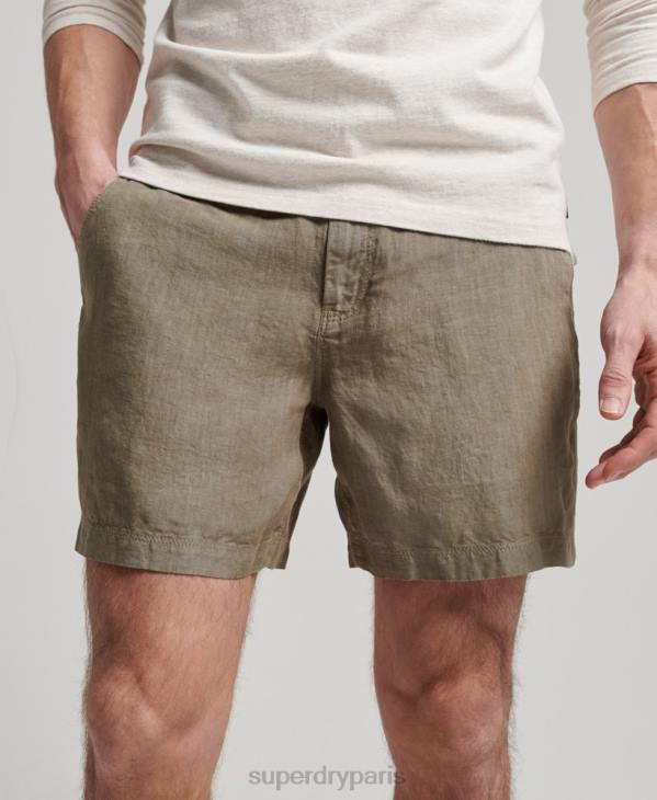Superdry Hommes short en lin surteint D64Z270 vêtements kaki
