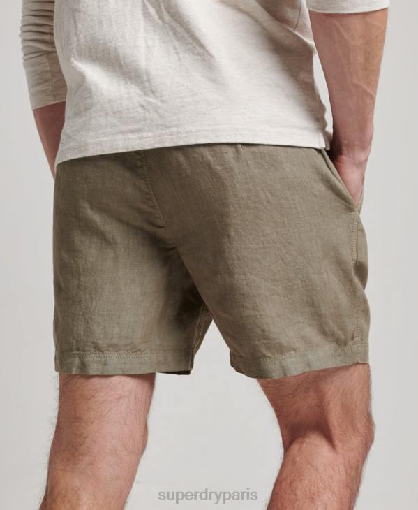 Superdry Hommes short en lin surteint D64Z270 vêtements kaki