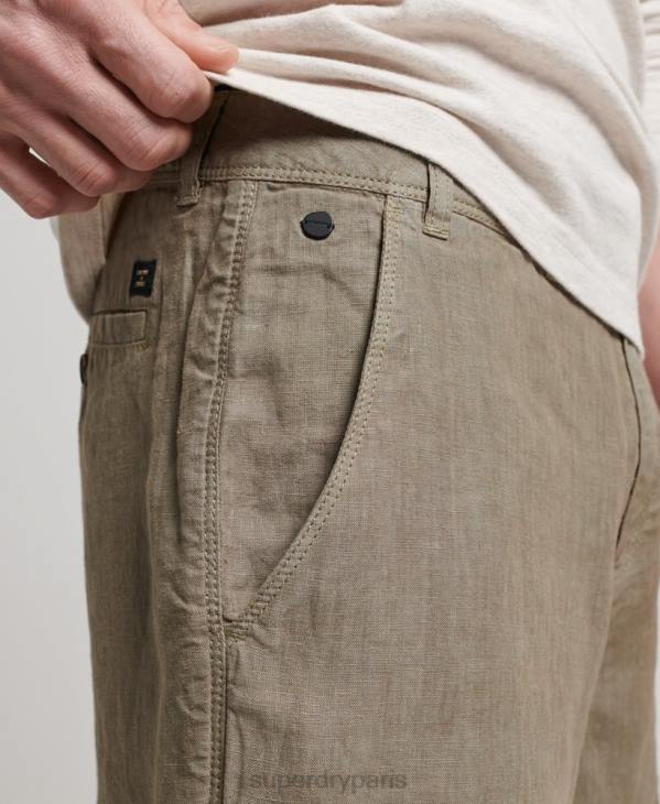 Superdry Hommes short en lin surteint D64Z270 vêtements kaki