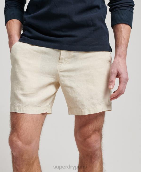 Superdry Hommes short en lin surteint D64Z54 vêtements crème