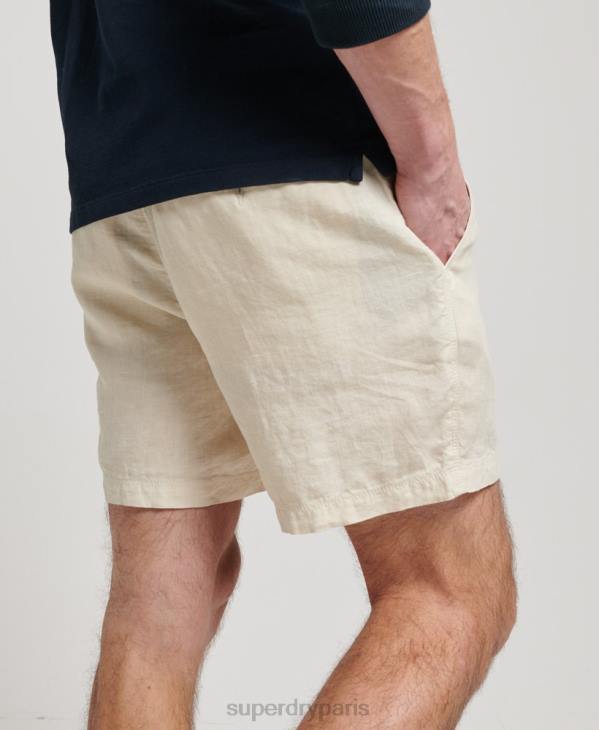 Superdry Hommes short en lin surteint D64Z54 vêtements crème