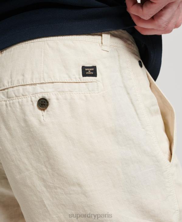Superdry Hommes short en lin surteint D64Z54 vêtements crème
