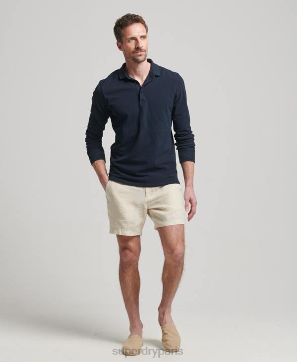 Superdry Hommes short en lin surteint D64Z54 vêtements crème